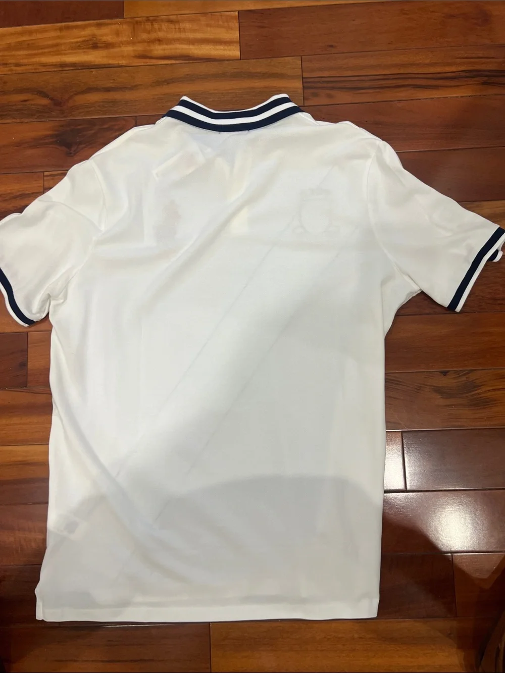 Polo by Ralph Lauren White Polo with Navy Diagonal Stripe & Gold Pony Men’s XL